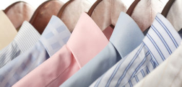 Close-up rack shirts isolated on white background